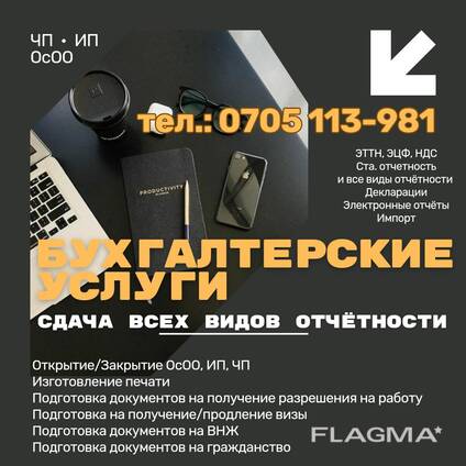 Бухгалтерские услуги! Сдача всех видов отчетности. ЧП. ИП. ОсОО