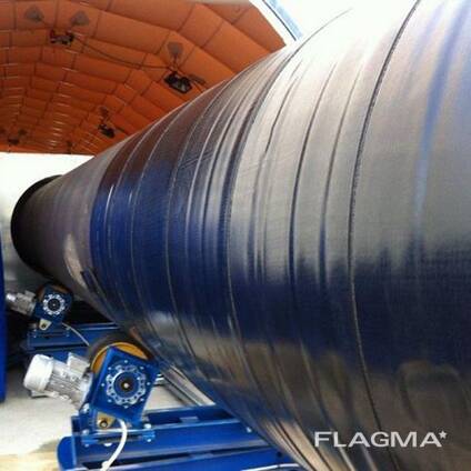 Наклейка пленки (полимерно—битумной) на трубу бурильную; котельную; крекинговую