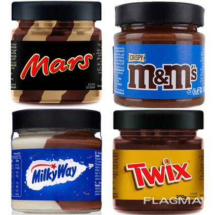 Оптом от 1 паллеты шоколадные пасты 200 гр. MARS, MILKYWAY, TWIX, SNICKERS. Из Европы